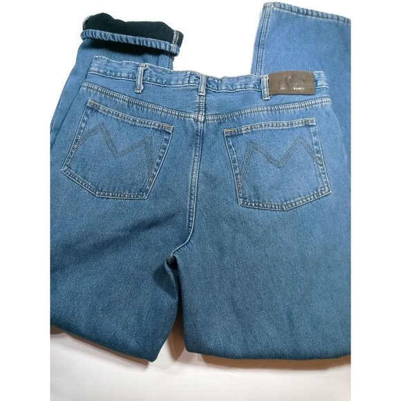 Jeans Old Mill Blue Lined Size Fleece Men's Denim Fit Men's Straight Pants 38/36 - Picture 4 of 10